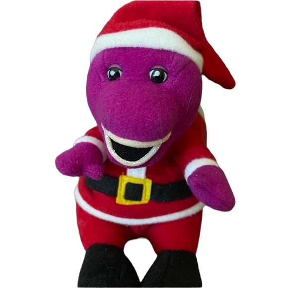 Vintage 1999 Barney as Santa Claus with We Wish You A Merry Christmas Board Book - Picture 3 of 13